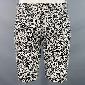DENIM & SUPPLY Size 30 White Black Abstract Floral Skull Cotton Bermuda Shorts